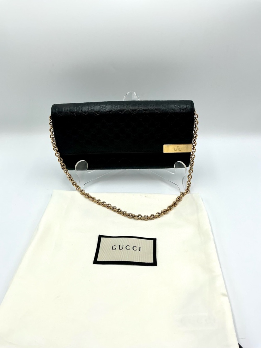 Gucci Black Microguccissima Chain Wallet #1171